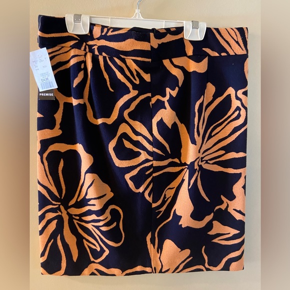 Premise orange & navy midi pencil skirt - NWT - size 10 - Picture 1 of 12